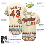 Custom 3D Traditional African Ethnic Style Baseball Jersey in Cream Orange-Royal Personalized Cream Orange-Royal 3D Traditional