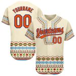 Custom 3D Traditional African Ethnic Style Baseball Jersey in Cream Orange-Royal Personalized Cream Orange-Royal 3D Traditional