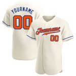 Custom Name and Number Personalized Baseball Jersey - Cream Orange-Royal Authentic Team Jersey Personalized Cream Orange-Royal