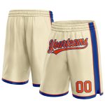 Custom Authentic Basketball Shorts with Personalized Name and Number in Cream Orange-Royal Personalized Cream Orange-Royal