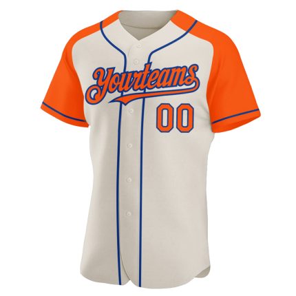Custom Name and Number Personalized Baseball Jersey - Orange-Royal Authentic Raglan Sleeves Team Apparel Personalized Cream