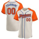 Custom Name and Number Personalized Baseball Jersey - Orange-Royal Authentic Raglan Sleeves Team Apparel Personalized Cream