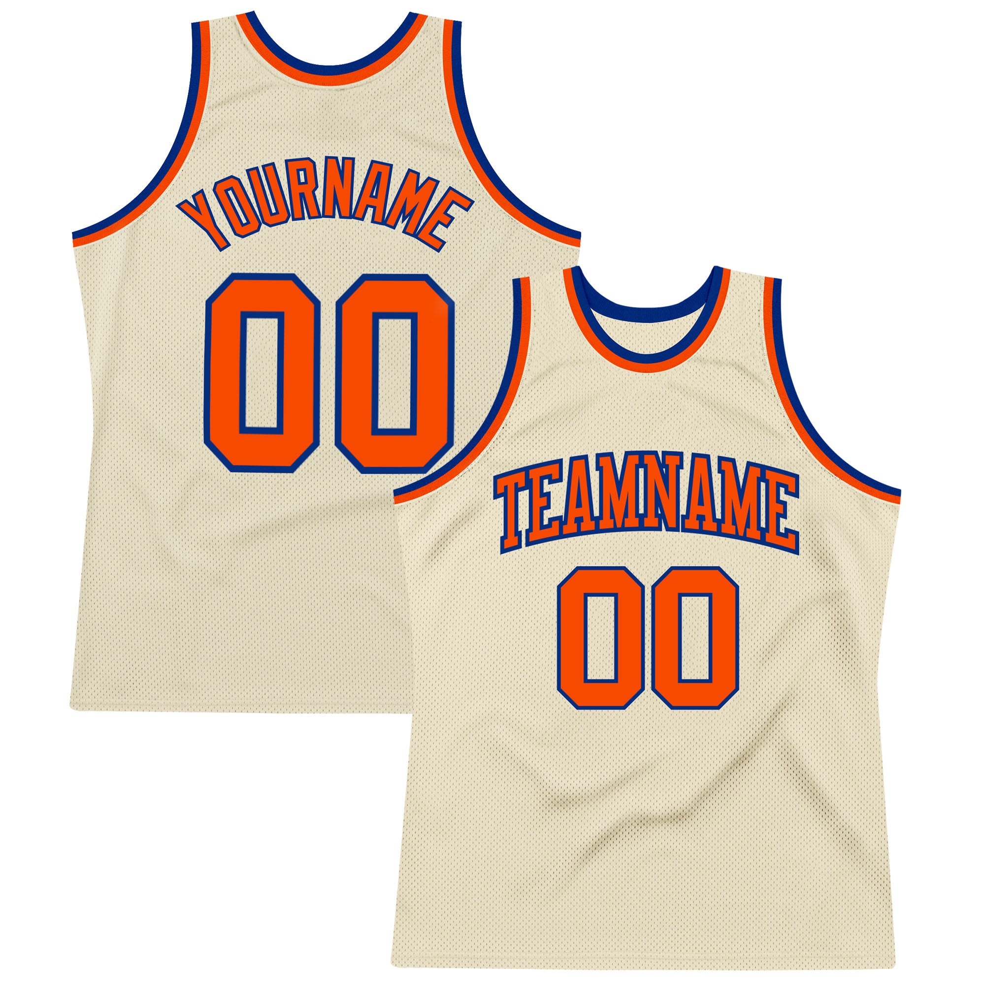 Personalized Authentic Throwback Basketball Jersey - Cream Orange and Royal Personalized Cream Orange-Royal Authentic Throwback