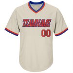 Custom Personalized Baseball Jersey Shirt with Name and Number - Cream Orange-Royal Authentic Throwback Rib-Knit Personalized