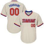 Custom Personalized Baseball Jersey Shirt with Name and Number - Cream Orange-Royal Authentic Throwback Rib-Knit Personalized