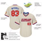 Custom Personalized Baseball Jersey Shirt with Name and Number - Cream Orange-Royal Authentic Throwback Rib-Knit Personalized