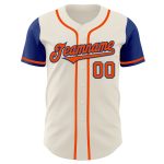 Custom Name and Number Personalized Two Tone Baseball Jersey - Cream Orange-Royal Team Edition Personalized Cream Orange-Royal