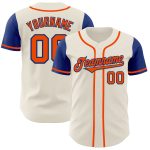 Custom Name and Number Personalized Two Tone Baseball Jersey - Cream Orange-Royal Team Edition Personalized Cream Orange-Royal