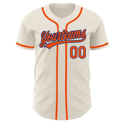 Personalized Orange-Royal Baseball Jersey for Kids and Adults - Custom Design Personalized Cream Orange-Royal Baseball Jersey