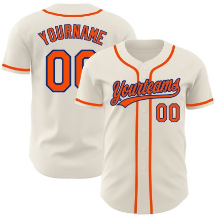 Personalized Orange-Royal Baseball Jersey for Kids and Adults - Custom Design Personalized Cream Orange-Royal Baseball Jersey