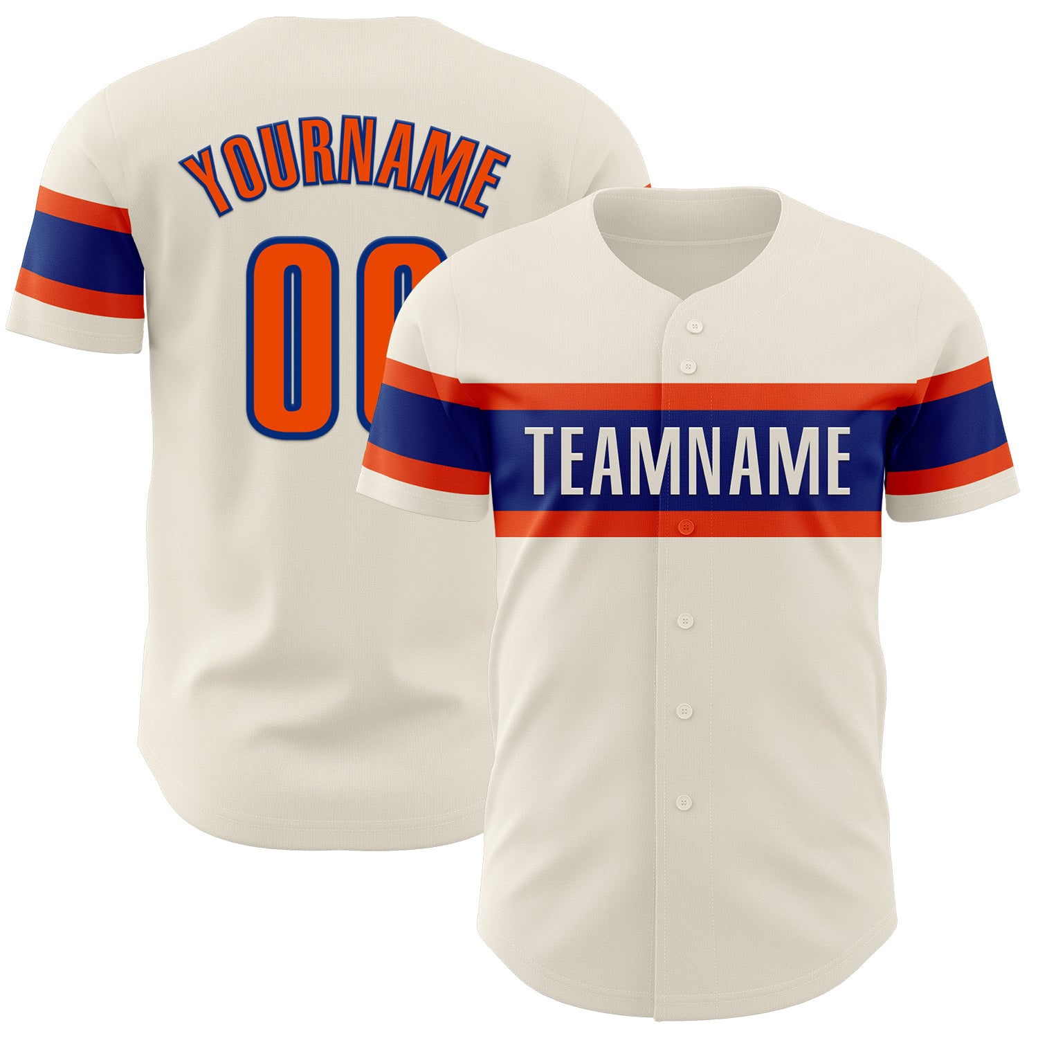 Personalized Orange Royal Cream Baseball Jersey for Kids - Custom Name, Size 4 Personalized Cream Orange-Royal Baseball Jersey