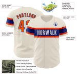 Personalized Orange Royal Cream Baseball Jersey for Kids - Custom Name, Size 4 Personalized Cream Orange-Royal Baseball Jersey