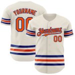 Personalized Orange Royal Line Baseball Jersey - Custom Sports Gear Personalized Cream Orange-Royal Line Baseball Jersey