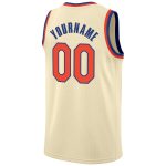 Personalized Basketball Jersey for Adults - Cream Orange Royal Round Neck Rib-Knit Personalized Cream Orange-Royal Round