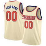 Custom Name and Number Basketball Jersey - Personalized Rib-Knit Cream Orange-Royal Round Neck Personalized Cream Orange-Royal