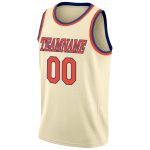 Personalized Basketball Jersey for Adults - Cream Orange Royal Round Neck Rib-Knit Personalized Cream Orange-Royal Round