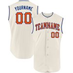 Personalized Orange and Royal Sleeveless Baseball Jersey for Men and Women Personalized Cream Orange-Royal Sleeveless Baseball