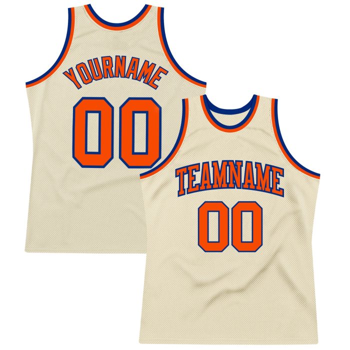 Personalized Throwback Basketball Jersey Cream Orange-Royal - Custom Design, Unique Style, Perfect for Fans Personalized
