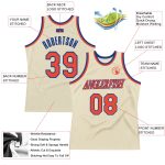 Personalized Orange-Royal Throwback Basketball Jersey - Custom Cream Jersey Personalized Cream Orange-Royal Throwback Basketball