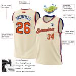 Personalized Orange-Royal Throwback Basketball Jersey for Men 3 Personalized Cream Orange-Royal Throwback Basketball Jersey