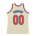 Personalized Orange-Royal Throwback Basketball Jersey - Custom Cream Jersey Personalized Cream Orange-Royal Throwback Basketball