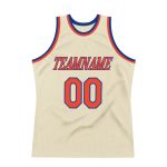 Personalized Orange-Royal Throwback Basketball Jersey - Custom Cream Jersey Personalized Cream Orange-Royal Throwback Basketball