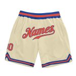 Personalized Orange-Royal Throwback Basketball Shorts for Men, Comfortable Athletic Wear Personalized Cream Orange-Royal