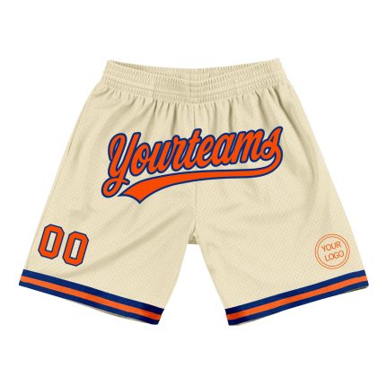 Personalized Orange-Royal Throwback Basketball Shorts for Men - Custom Cream 3 Personalized Cream Orange-Royal Throwback