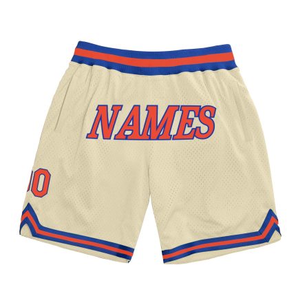 Personalized Orange Royal Basketball Shorts - Throwback Style Athletic Wear Personalized Cream Orange-Royal Throwback Basketball