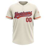 Personalized Cream Orange Royal Unisex Softball Jersey - Two-Button Design Personalized Cream Orange-Royal Two-Button Unisex