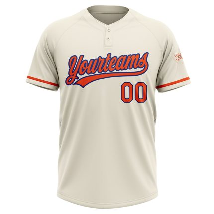 Personalized Cream Orange Royal Unisex Softball Jersey - Two-Button Design Personalized Cream Orange-Royal Two-Button Unisex
