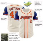 Personalized Cream and Orange Two-Tone Baseball Jersey for Men and Women Personalized Cream Orange-Royal Two Tone Baseball