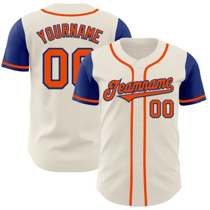 Personalized Cream and Orange Two-Tone Baseball Jersey for Men and Women Personalized Cream Orange-Royal Two Tone Baseball