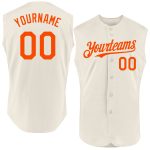 Personalized Cream Orange Baseball Jersey for Men and Women - Sleeveless Personalized Cream Orange Sleeveless Baseball Jersey