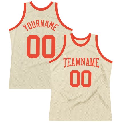Personalized Orange Cream Throwback Basketball Jersey for Men and Women Personalized Cream Orange Throwback Basketball Jersey