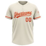 Custom Cream Orange Unisex Softball Jersey - Personalized Two-Button Design Personalized Cream Orange Two-Button Unisex Softball