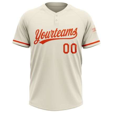 Custom Cream Orange Unisex Softball Jersey - Personalized Two-Button Design Personalized Cream Orange Two-Button Unisex Softball