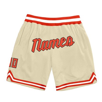 Custom Orange White Throwback Basketball Shorts for Men and Women - Personalized Athletic Shorts Personalized Cream Orange-White