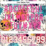Personalized 3D Flower Skull Baseball Jersey in Cream Pink-Black Fashion Style Personalized Cream Pink-Black 3D Flower And