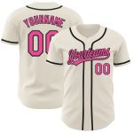 Personalized Pink Black Baseball Jersey - Custom Cream Team Shirt Personalized Cream Pink-Black Baseball Jersey