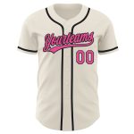 Personalized Pink Black Baseball Jersey - Custom Cream Team Shirt Personalized Cream Pink-Black Baseball Jersey