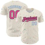 Personalized 3D Confetti Baseball Jersey in Cream Pink Black Light Blue Personalized Cream Pink Black-Light Blue 3D Confetti