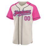 Personalized Custom Name Number Baseball Jersey Cream Pink Black Light Blue Raglan Sleeves Personalized Cream Pink Black-Light