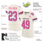 Custom Pink Black Light Blue Football Jersey - Personalized Name & Number Mesh Authentic Design Personalized Cream Pink Black-Light