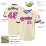 Personalized Baseball Jersey - Cream Pink Black Light Blue Throwback Design Personalized Cream Pink Black-Light Blue Throwback