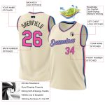 Personalized Pink Black Light Blue Basketball Jersey - Custom Throwback Design Personalized Cream Pink Black-Light Blue Throwback