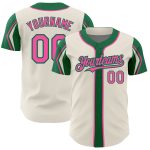 Personalized Baseball Jersey in Cream Pink and Kelly Green, 3 Colors, Unique Arm Shapes Personalized Cream Pink-Kelly Green