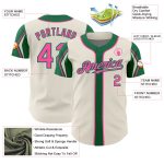 Personalized Baseball Jersey in Cream Pink and Kelly Green, 3 Colors, Unique Arm Shapes Personalized Cream Pink-Kelly Green