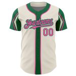 Personalized Baseball Jersey in Cream Pink and Kelly Green, 3 Colors, Unique Arm Shapes Personalized Cream Pink-Kelly Green