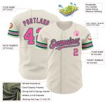 Personalized Baseball Jersey in Cream and Pink with Kelly Green Details Personalized Cream Pink-Kelly Green Authentic Baseball